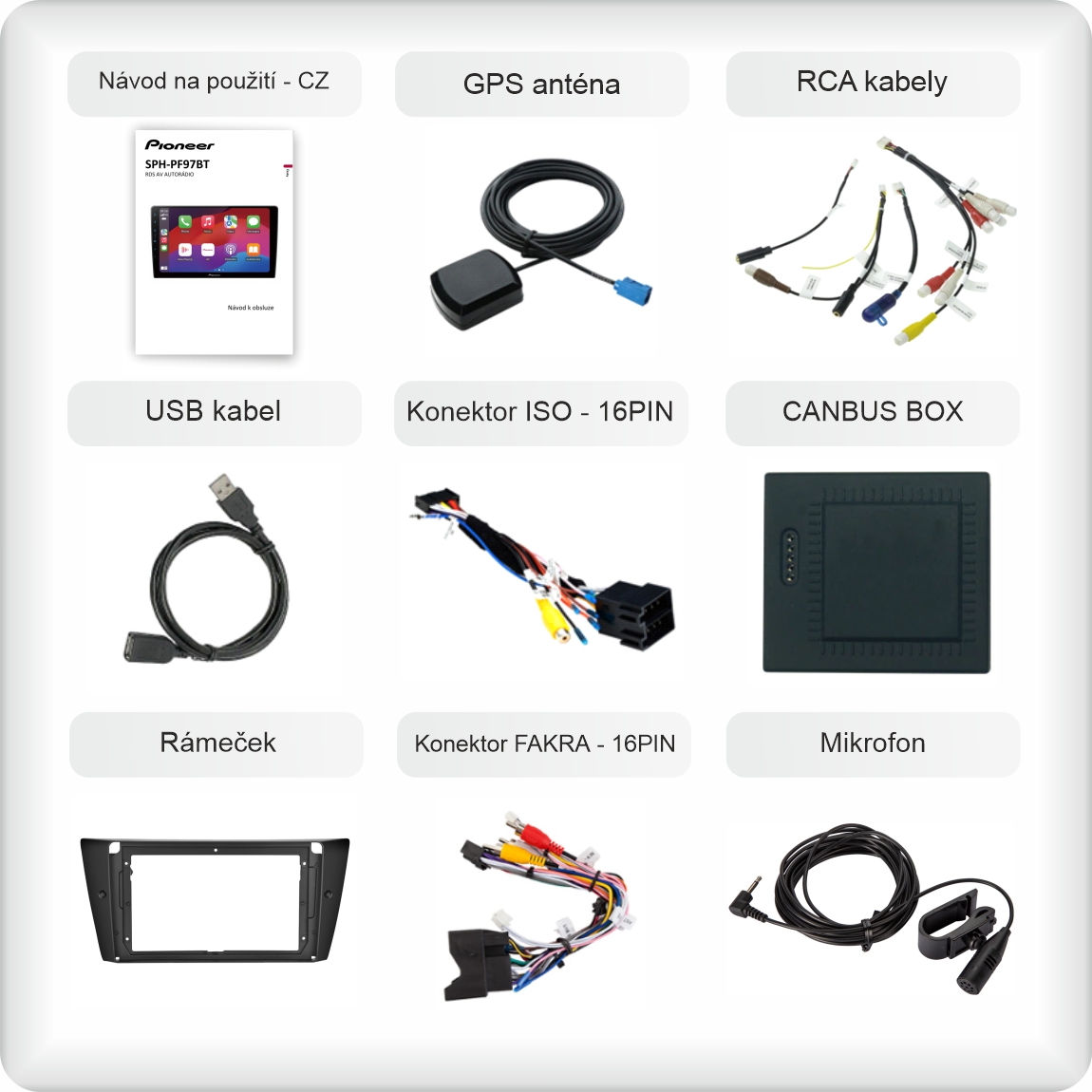 CZ PŘÍSLUŠENSTVÍ pro autorádio Pioneer SPH-PF97BT pro BMW E90 E91 E92 E93 manual s carplay a androidauto - evtech.cz_1